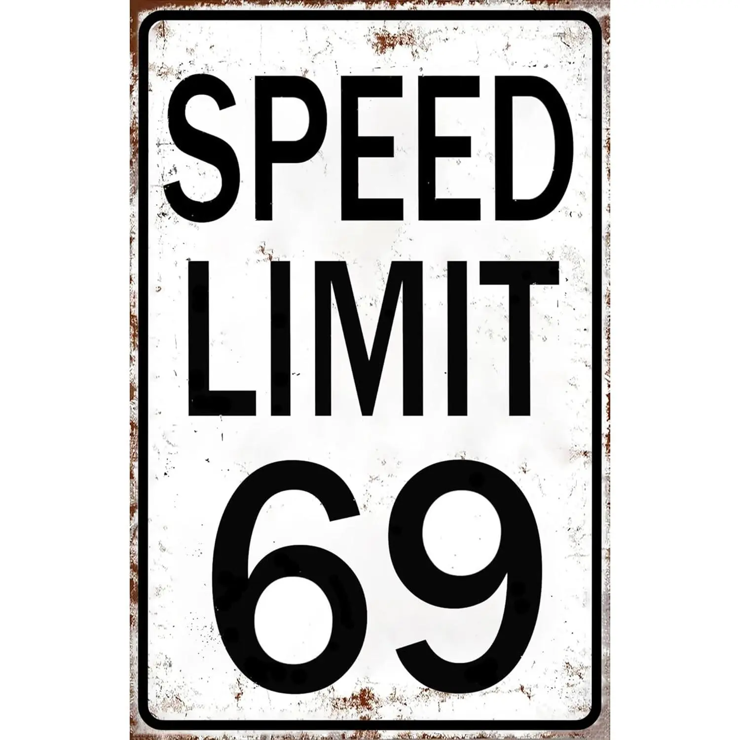 Retro Metal Speed Limit 69 Tin Wall Sign - 8x12 in Cars Themed Vintage Metal-Toned Lead-Free Plaque, Rustic Home Decor Gift for Boys' Room, Man Cave, Metal-Toned Home Signs, Lead-Free Home Signs