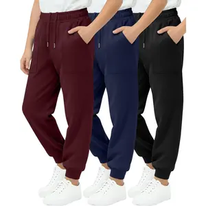 Boy's Joggers Kids Sweatpants Elastic Waist Teens Athletic Youth Pants with Pockets Interior Drawstring