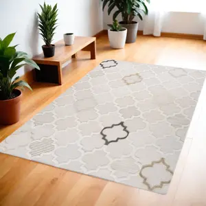 212 MAIN 558484 4x6 ft. Geometric Distressed Rectangular Area Rug, Cream & Beige, Rectangular Shape