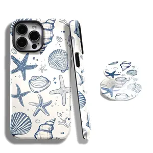 Nautical Coastal Beach Starfish and Seashells Case with iPhone 17 16 15 14 13 12 11 Plus Pro Max MagSafe S25 S24 S23 S22 Plus and Ultra