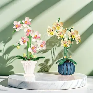 Orchid Flower Bouquet Set Compatible with Lego, Orchids Flowers Set with Vase for Adults, Teen Girls, 718 PCS Orchid Artificial Plant for Christmas, Mother's Day, Valentine, Birthday