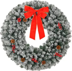 summervibes 60in 220 Lights 600 Branches PVC Bow Decoration Garland Garden Garland Decoration Green