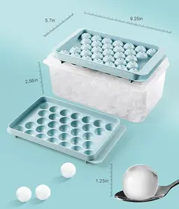 Ice Cube Tray with Lid and Bin – Round Ice Cube Trays for Freezer, BPA-Free Food-Grade Ice Mold, Stackable Ice Ball Maker, Circle Ice Cube Tray for Cocktails, Whiskey, Coffee, and Drinks
