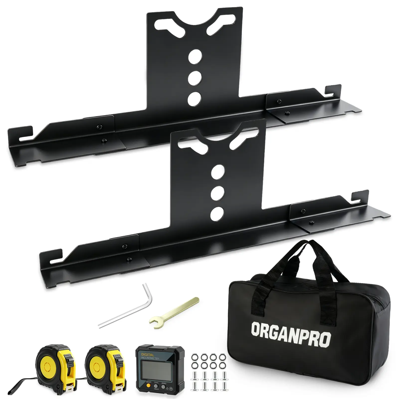ORGANPRO 17mm DIY Toe Alignment Tool Kit with Tape Measure, Storage Bag, Brake Rotors, Screws - Easy-Assembly Front End Toe Plates for Home DIYers, Compatible with Most Cars, Trucks, ATVs