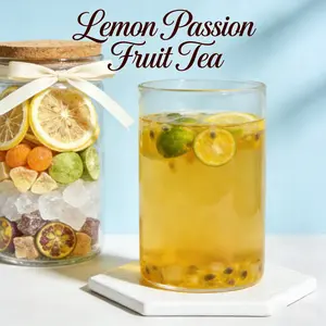 Passion Fruit Citrus & Kumquat Lemon Tea Bags, Natural Herbal Blend Beverage, Refreshing Hot or Cold Brew Instant Summer Drink, 200g (10 Bags x 20g)