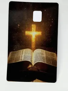 Christian Faith Bible & Cross Credit Card Skin, Durable Glowing Cross Graphic Decal, Anime Sticker for DIY Scrapbooking & Stamping