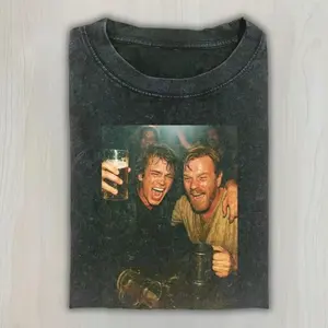 Funny Anakin & Obi-Wan Drinking Meme Tee, Retro Movie Parody Graphic Shirt, Viral Humor T- Shirt for Fans, Vintage Graphic Tee, Funny Movie Shirt, Unisex Cotton Crewneck T-Shirt Menswear Womenswear Streetwear Top