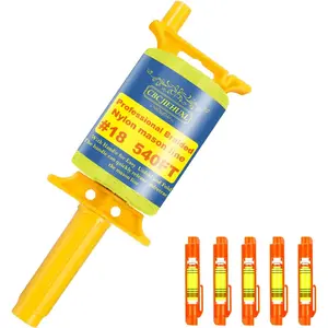Mason Line with Handle #18, 540 Ft String, with 5 Built-in Levels and Spool Fluorescent String Line, Braided Nylon String for Gardening or Masonry Tools, Construction Twine for Outdoor Projects