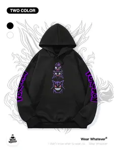 Classic Pet Ghost Print Loose Hooded Sweatshirt with Pocket, Casual Breathable Pullover for Outdoor and Home Wear