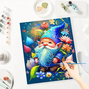 Gnome Paint By Number Kits for Adults Beginners, Easy Acrylic Simple Paint By Number Kits, DlY Watercolor Paint By Numbers Kits on Canvas Without Frame for Home Wall Decor Home Decoration 16x20inch