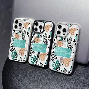 Aesthetic Western Bull Head & MAMA Pattern Premium Magnetic MagSafe Smartphone Case - Shockproof Acrylic Cover with Protection for iPhone 17 Pro Max,16,15,14 Pro Max,13,12,11 Plus Handheld Cellphone Devices, Customized Mobile Phone Accessory
