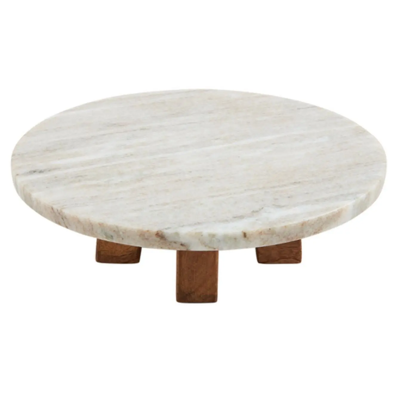 Marble & Wood Pedestal Stand