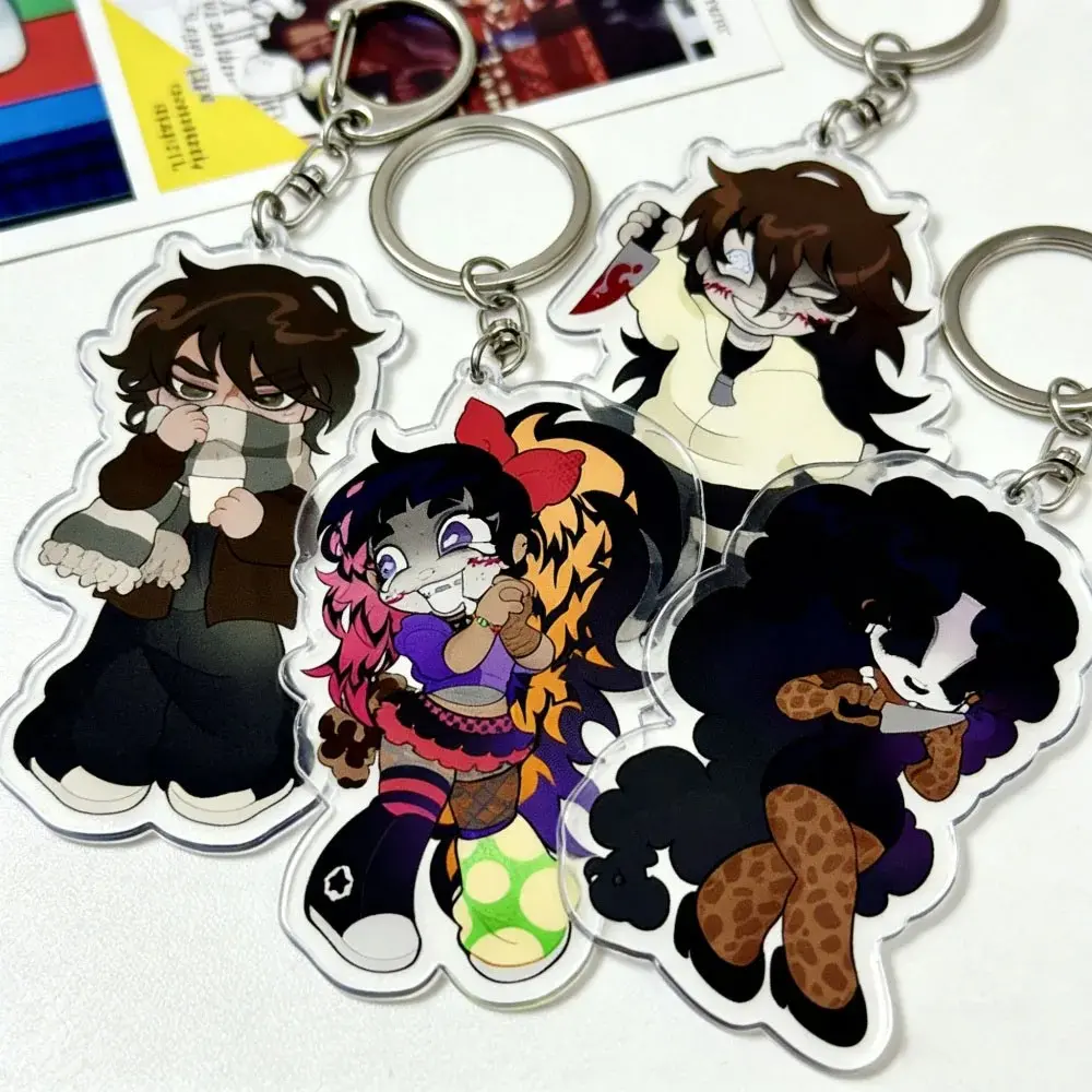 Creepypasta Keychain: Jeff The Killer, Jane The Killer, Nina The Killer, Homicidal Liu - Anime Gift Kawaii Acrylic Charms - Cute Characters, Kawaii Bag Charm for Keys, Backpack & Gifts, Collectible Fan Accessory, Aesthetic Game Merch!