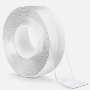 2 pcs Nano Double-Sided Tape Clear Removable Wall Tape for Hanging Pictures Posters Rugs Photos 1.18 IN x 3.28 FT Transparent Adhesive Strip Easy Application Versatile Decor