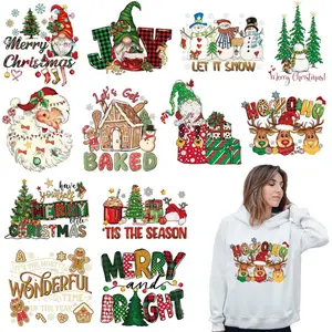 12 Sheets Christmas Iron on Transfers for T-Shirts, Christmas DTF Transfers Ready to Press Heat Transfer Vinyl,HTV Vinyl Iron on Decals for T-Shirts Clothes Pillow Hoodie DIY Crafts