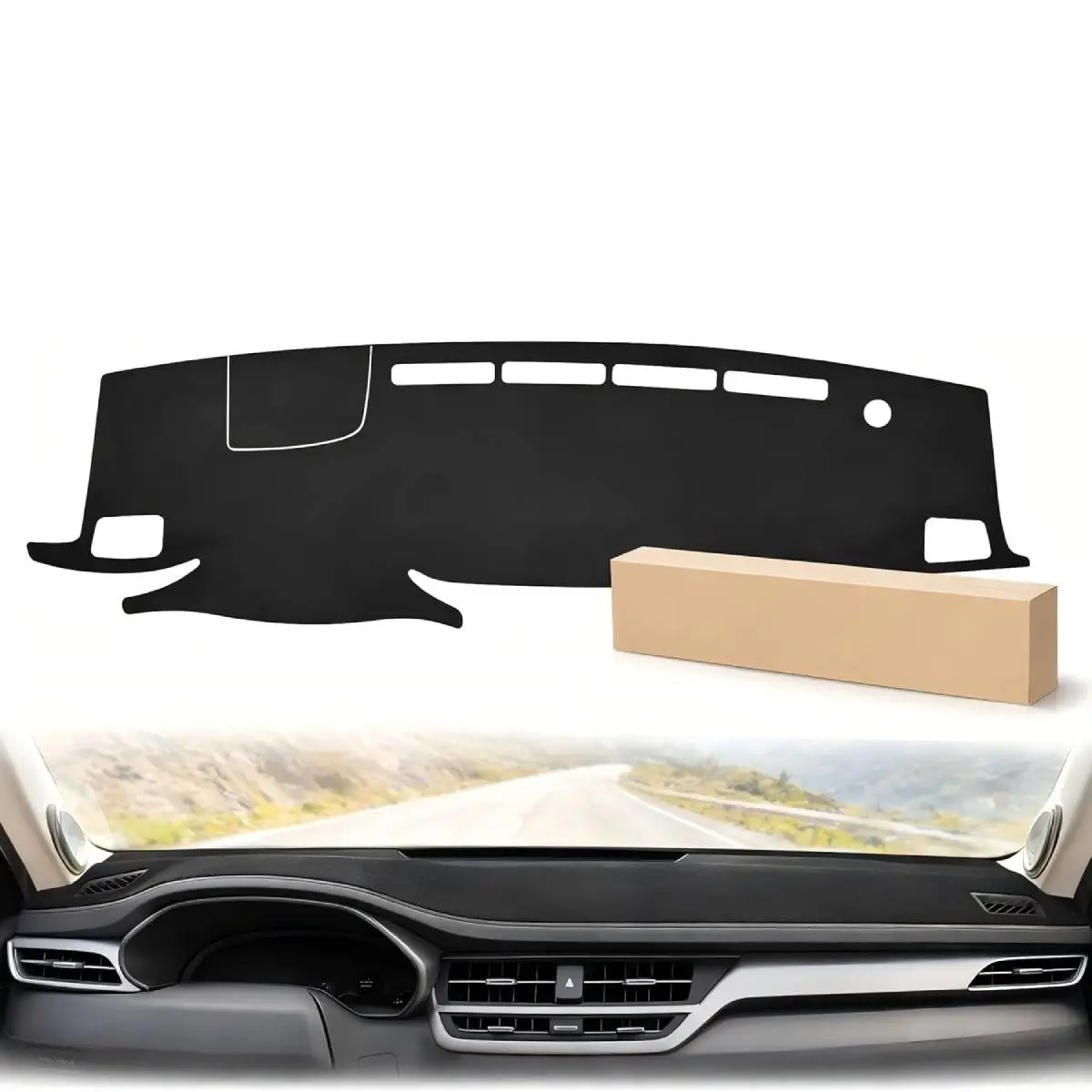 Nilight Dash Cover for Toyota Highlander 2020 2021 2022 2023, Custom Fit Suede Dashboard Mat Non‑Slip Sunshade Glare Protector Interior Accessories Black, Suede Material