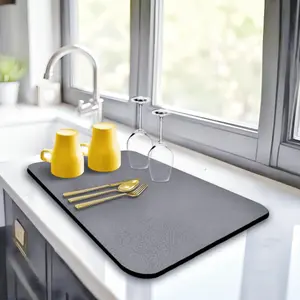 Coffee Mat Hide Stain Rubber Backed Absorbent, Dish Drying Mat for Kitchen, Counter-Coffee Bar Accessories, Fit Under Coffee Pot Espresso Machine, 16"x20",Kitchen Supplies Gadgets Absorbent Coasters,Solid Color,Home Essentials Tableware, Gifts