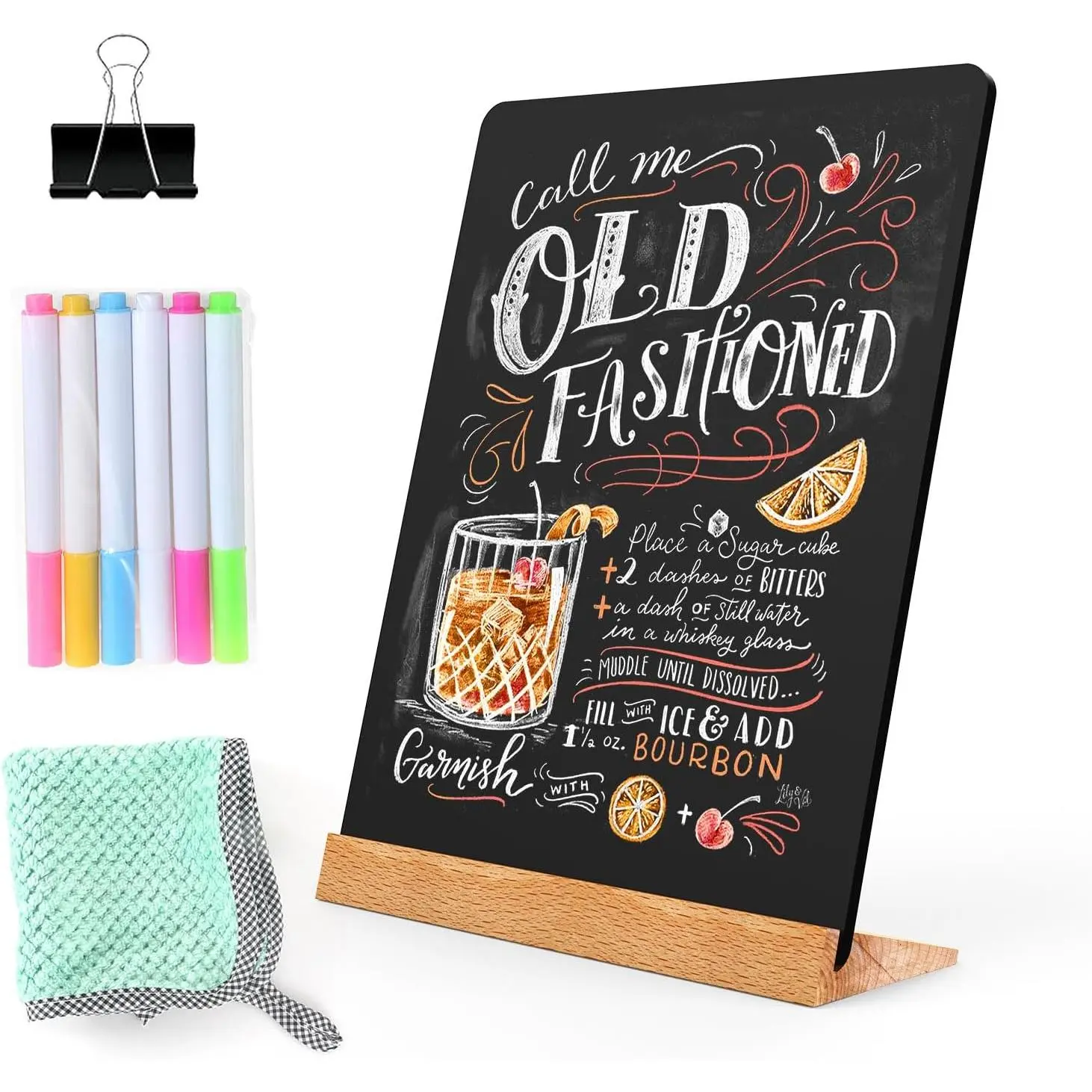 NEWSHOW 8.7x12 Inch Tabletop Chalkboard with  Holder, Double-Sided Painting, Message Board, Bar and Special Event Decorations
