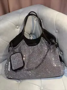 Ladies' rhinestone bag, Textured Bag, fashionable Oxford cloth lightweight travel bag, large capacity shoulder bag