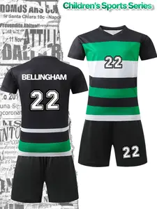 Children's football kit named BELLINGHAM, number 22, including a T-shirt and shorts, lightweight and breathable, suitable for sports, daily use, and outdoor activities.