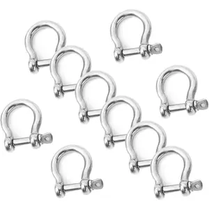 1/4'' 5/16'' 3/8'' High-Strength Carbon Steel Bow Shackle, Screw Pin Anchor Shackle Suitable for Camping and Hiking