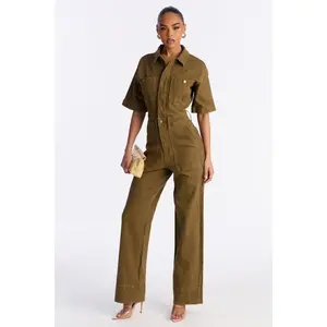 Marisol Twill Utility Jumpsuit - Olive S