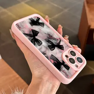 A Pink TPU Phone Case with a Lace Bow, Shockproof And Drop-Resistant, Fully Protective for Iphone  11, 12, 13, 14, 15, 16 And 17 Series, Featuring a Unique And Stylish Design, Making It a Perfect Gift for Family And Friends.