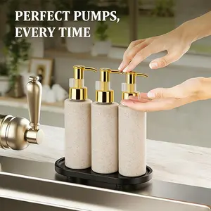 Refillable Press Dispenser Bottles, 3-Pack Portable Lotion Shampoo Shower Gel Travel Home Kitchen Bathroom Essentials