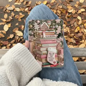 Christmas is Pink Cozy Reads Bookish Kindle Insert for Clear Case – Aesthetic Book Lover Decor | Cozy Reading Accessory
