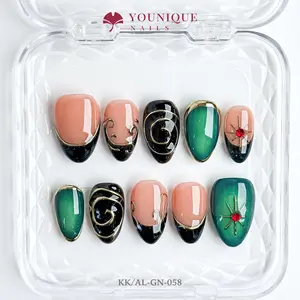 Younique Nails | 10PCS 100% Handmade Press-On Nails | Reusable Colorful Art acrylic stylish 3D