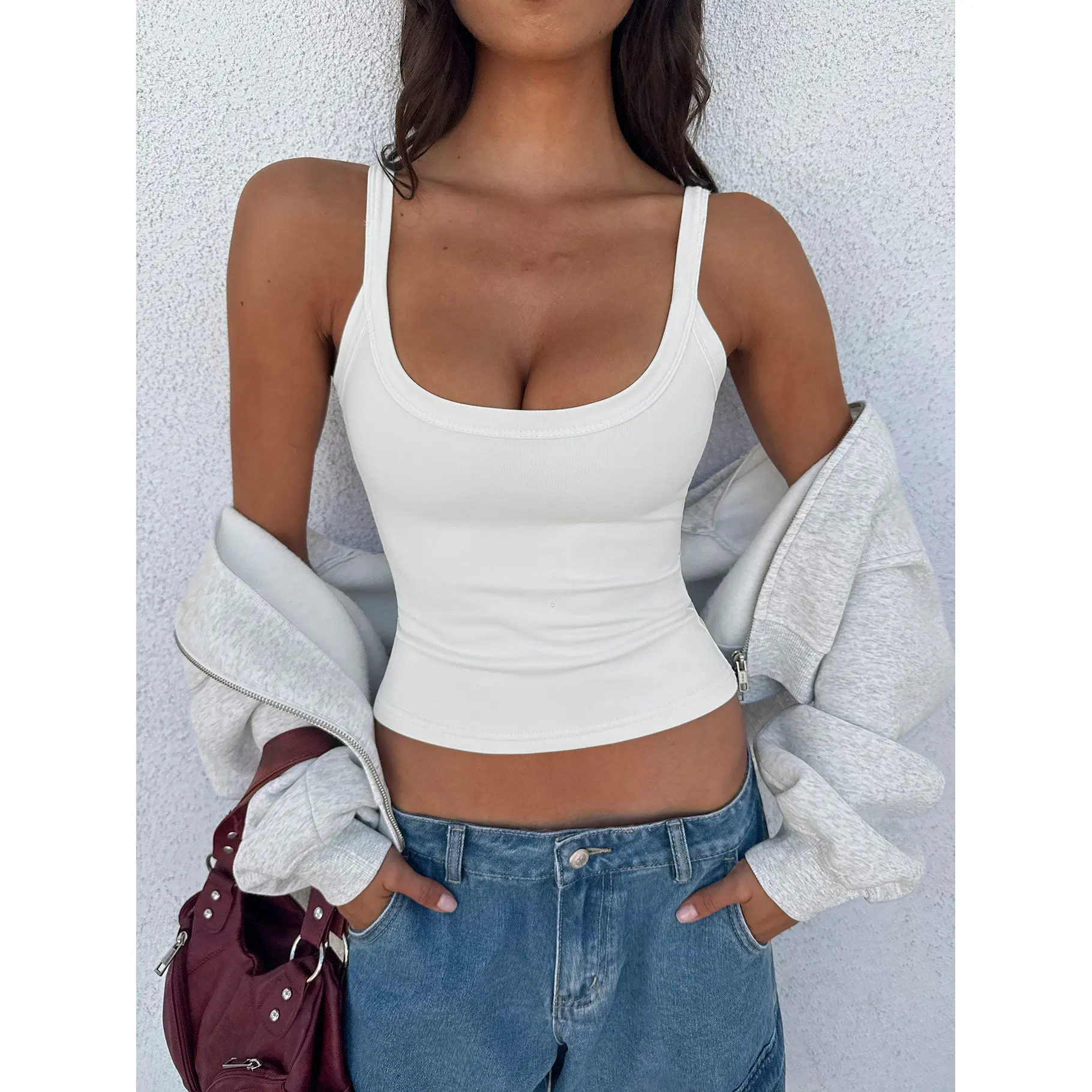 Kasper Cinched Longline Tank Top White