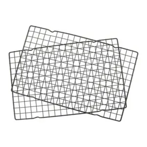 Ready 2pk Cooling Racks: Nonstick Steel Baking & Cookie Wire Racks, Hand Wash, 16"x10.3", Black