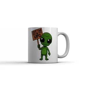 I Put The FU In to UFO Mug Funny Sarcastic Alien Graphic Novelty Coffee Cup - 11oz Funny Coffee Mugs Ceramic Printed Drinkware Cup
