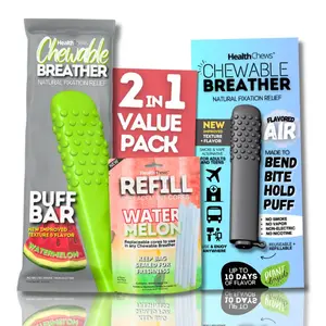 Health Chews Chewable Stick – Portable Aroma Stick with Watermelon Refill Cores, 2-Pack, BPA-Free FDA-Grade Silicone, Aromatic & Flavorful, Fidgeting Fun, Made in USA