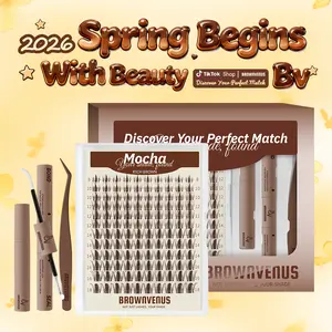 Mocha | BrownVenus Brown Manga Eyelash Extension Kit Fairy Viva Cluster Dark Brown Clusters for a Subtle Glam Brown Fairy Brown Manga Viva Style Soft Alternative to Harsh Black Lashes Perfectly Matched for Fair Skin & Blonde Brown Hair