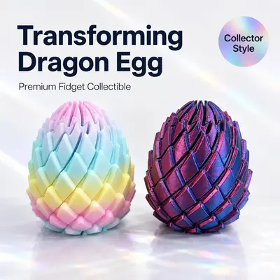 Twisty Fidget Egg - 3D Printed Tough PLA Smooth Spiral Stress Relief Toy, Silent, Pocket-Sized, Neurodivergent Kids Support, Color-Shift Iridescent, Gift-Ready Desk Toy, Holographic Pouch Included, Teacher Appreciation, Calm Corner Emotional Regulation