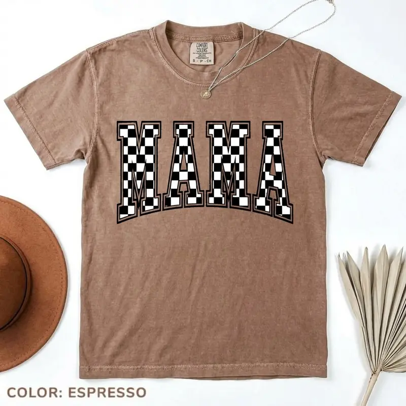 Comfort Colors Checkered Mama Shirt, Gift for Mom, Retro Mom Shirt, Mother's Day Gift, Vintage Checkered Shirt, Comfort Colors Tee, Full Colors Summer Casual