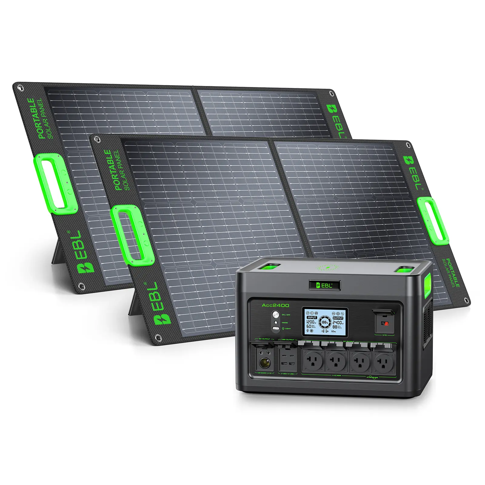 1843Wh 2400W Power Station Solar Kit by EBL, Compatible With 100W / 200W Foldable Solar Panels, Items Ship Separately For Household Power Outage & RV Off-Grid Use