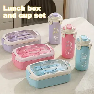 2-Piece Large Capacity Lunch Box, Bento Box, and Cup Set, PP Material, Portable Lunch Box, Suitable for Commuting, Students, Dishwasher Safe, Kitchen Back-to-School Gift, Partition Design, Portable Storage, Lightweight, BPA-Free Material