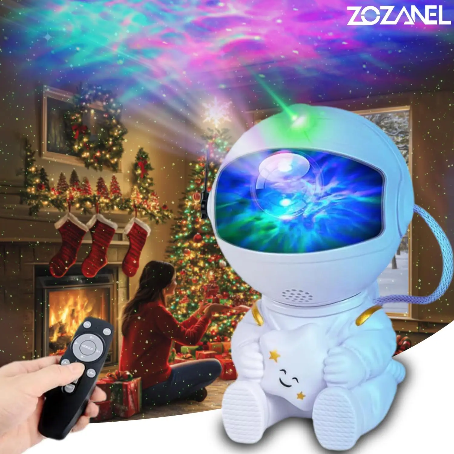 Projector Night Light, Astronaut Shape Ceiling LED Light Projector with Variable Nebula Effect & All-round Rotation, Starry Lamp Projector Ambient Lig