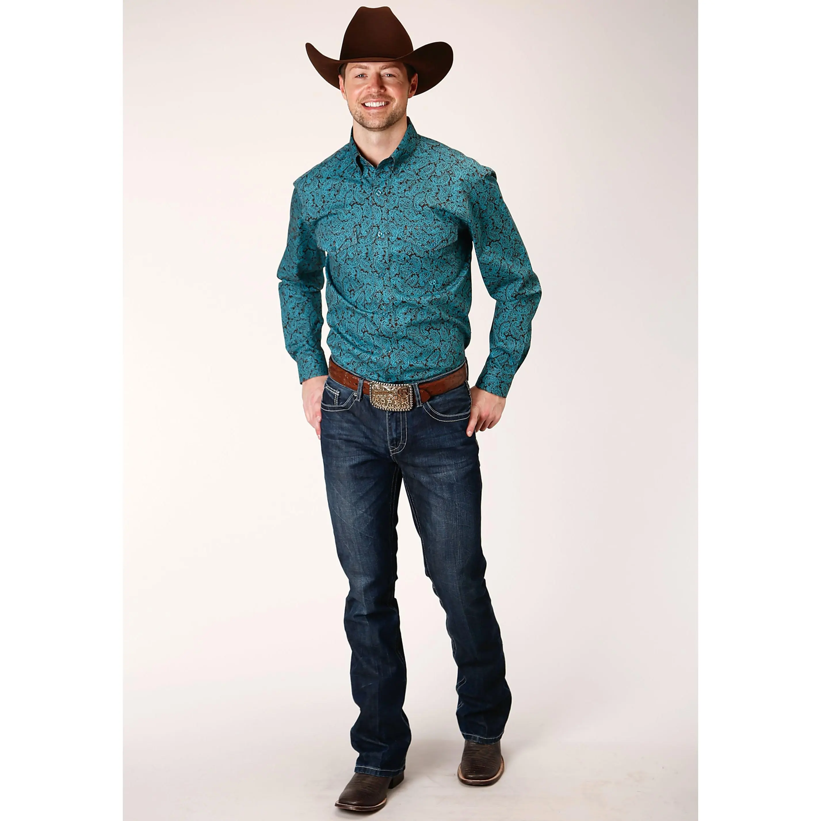 Men's Roper Blue Agave Paisley Western Shirt