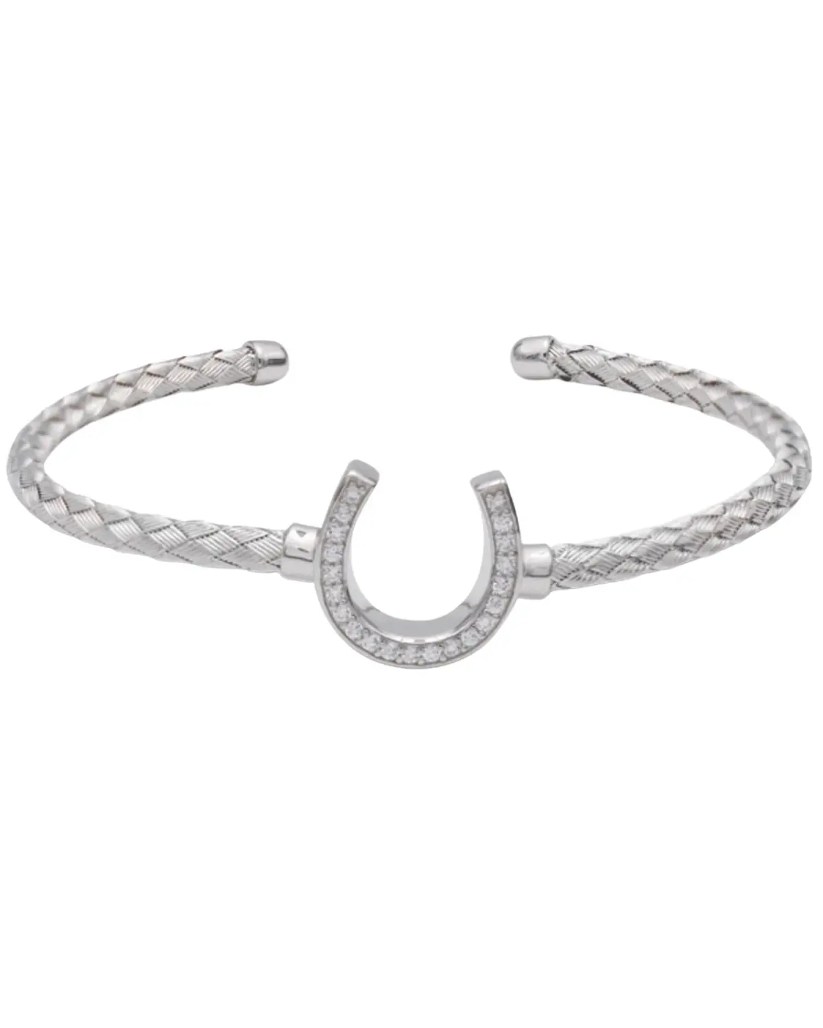 Kelly Herd Women's Women'S Silver Italian Weave Horseshoe Cuff Bracelet - Dms03040-Lrg