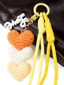 Elegant Knitted Heart Keychain, Handmade Crochet Love Keychain for Women, Acrylic Letter 'love' Pendant, Perfect Gift for Daily Wear