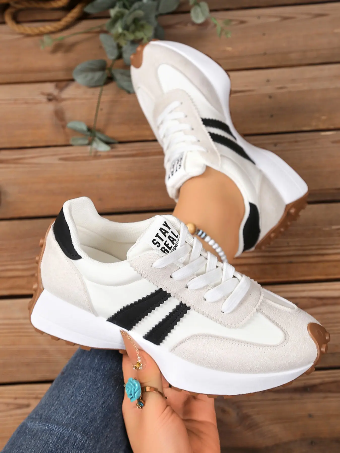 Women's Casual Aggressive Shoes, Spring/summer Elegance, Round Toe Low Top, Lace-Up Thick Sole, Versatile Outdoor Running Sneakers, Sporty Running Shoes, Running Footwear, Sport Shoes, Running Trainers