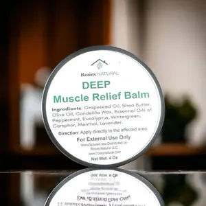 Deep Muscle Relief Balm, 2 Oz, Natural Essential Oils Blend with Shea Butter, Soothing Muscle Balm, Muscle Relief Salve, Muscle Balm with Essential Oil, Peppermint Balm for Aches, Muscle Balm with Eucalyptus Wintergreen, Natural, Made in the USA