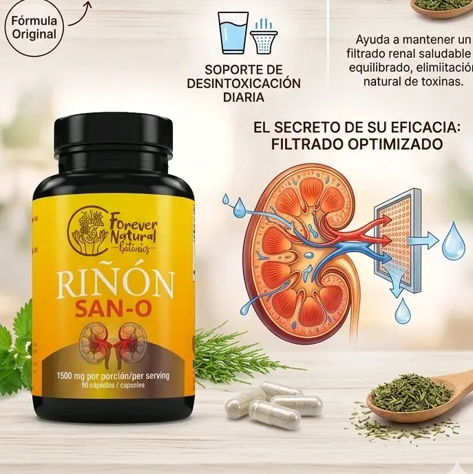 RIÑON SAN-O Natural Healthcare Kidney Detox Dietary Supplement - 90 Capsules with Horsetail Herbs, Chanca Piedra, Uva Ursi, Cranberry for Urinary System Support