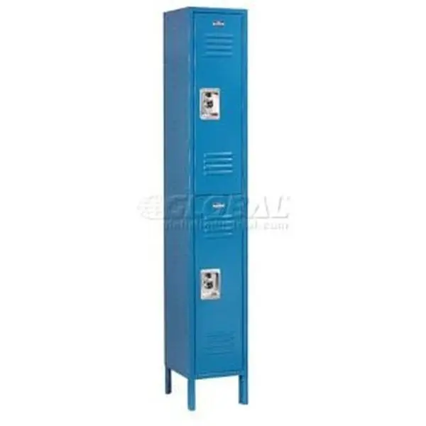 Nexel Industries Sturdy Double-Tier 2-Door Locker for Food Service - Blue, 12 x 12 x 36 in, Assembly Required, Ready-to-Assemble Commercial Health Care Storage Cabinet, 51 lbs