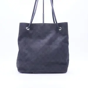 Pre-owned GUCCI Leather Tote Bags Canvas Monogram Gifford Shopping Tote Black B21429