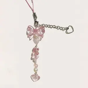 Cute Bear & Butterfly Design Phone Chain for Summer, Clear Resin Cellphone Lanyard Charm for Phones, Anti-fall & Anti-lost Mobile Phone Pendant for Girls & Girlfriend, Phone Charms