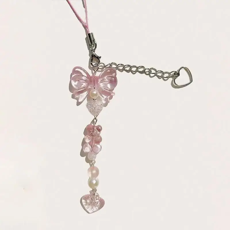 Cute Bear & Butterfly Design Phone Chain for Summer, Clear Resin Cellphone Lanyard Charm for Phones, Anti-fall & Anti-lost Mobile Phone Pendant for Gi